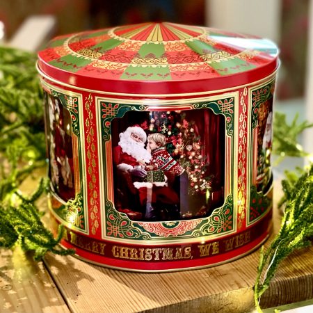 Plåtburk med speldosa ?We wish you a merry Christmas?