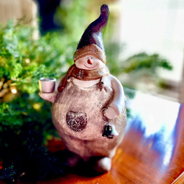 Snögubbe med ljushållare