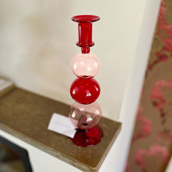 Ljusstake från Anna+Nina rosa/röd