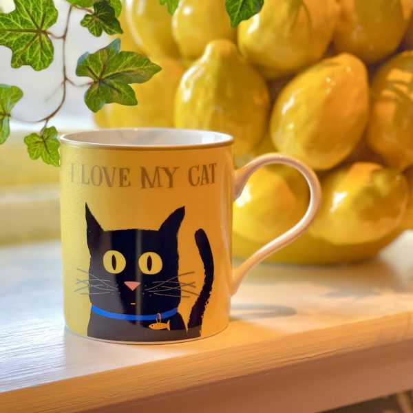 Kopp av porslin katt ?I love my cat?