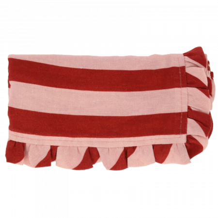 4-pack linneservett randig med volang