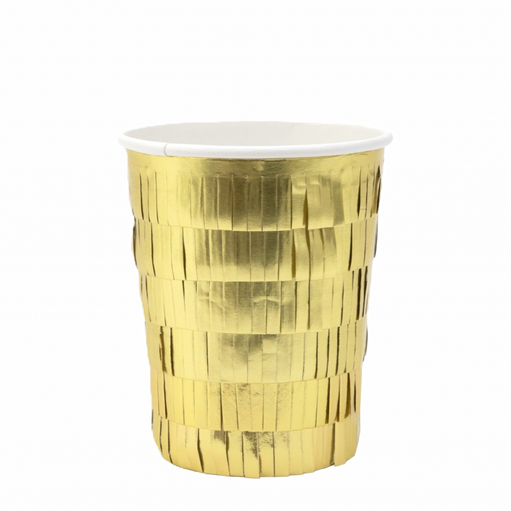 8-pack pappersmugg med guldfransar